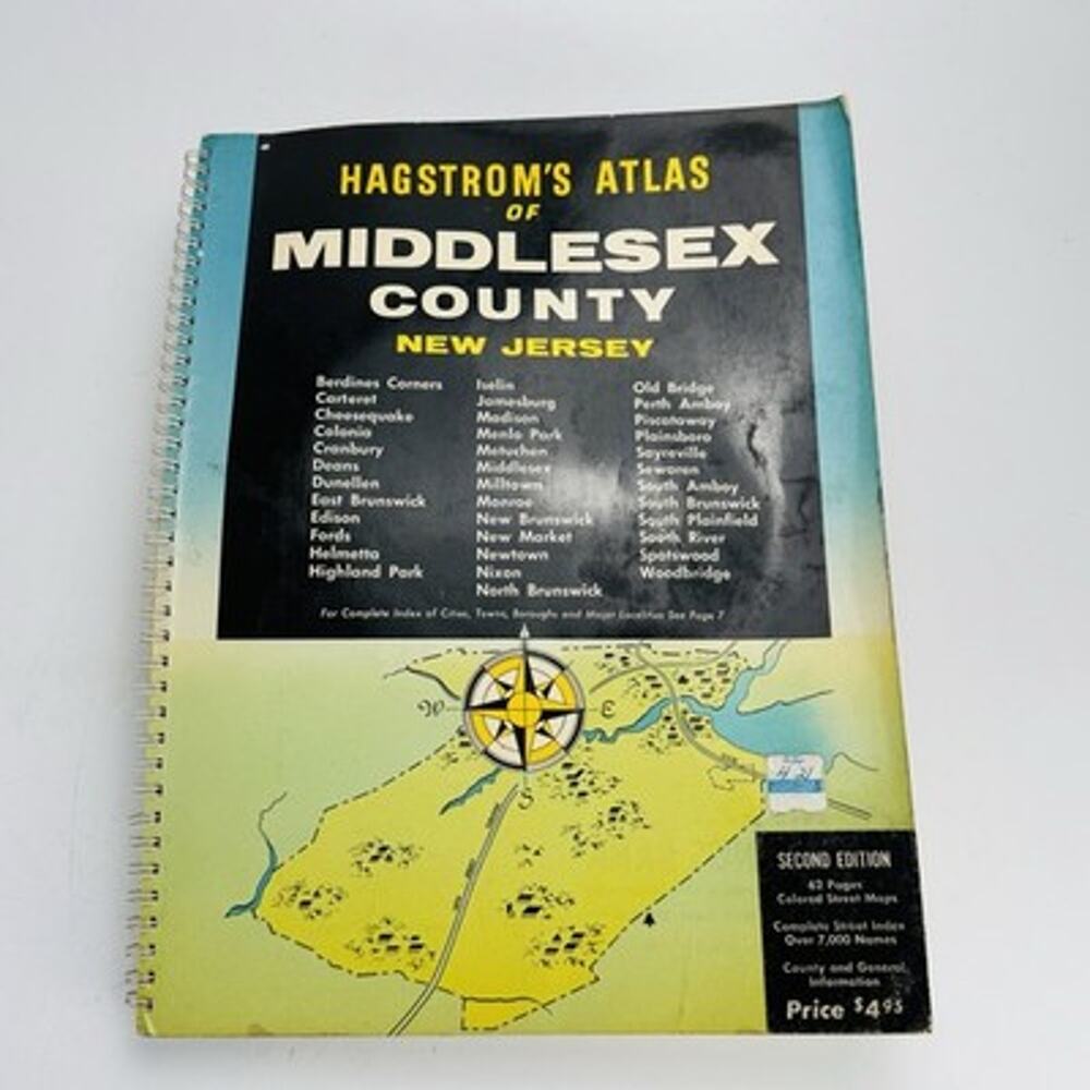 1966 Hagstrom’s Atlas Middlesex County New Jersey 2nd Edition Spiral Street Map